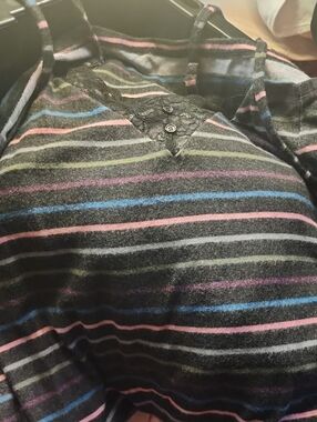 Plush SS striped sleep dress